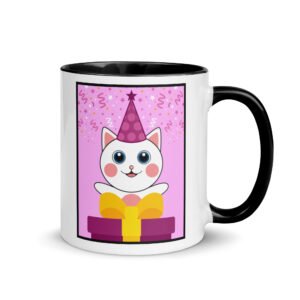 Dihtti the Kitty | Glossy Mug with Color Inside, 11 Oz