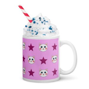 Dihtti & Star Pattern (Light Purple) | White Glossy Mug, 11 Oz