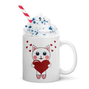 Dihtti the Kitty | White Glossy Mug, 11 Oz