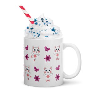 Dihtti Dancing Pattern (White) | White Glossy Mug, 11 Oz