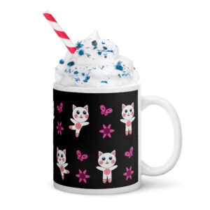 Dihtti Dancing Pattern (Black) | White Glossy Mug, 11 Oz
