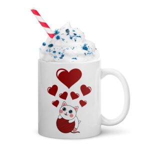 Dihtti the Kitty | White Glossy Mug, 11 Oz
