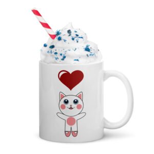 Dihtti the Kitty | White Glossy Mug, 11 Oz