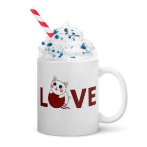 Dihtti "LOVE" | White Glossy Mug, 11 Oz