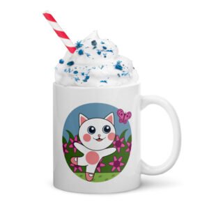 Dihtti the Kitty | White Glossy Mug, 11 Oz