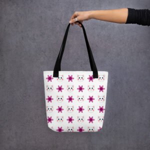 Dihtti & Flower Pattern | Hand-Made, All-Over Print Premium Tote Bag (White)