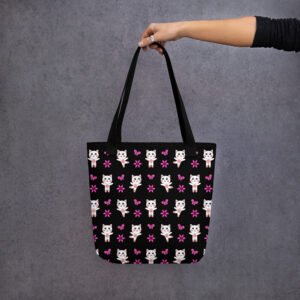Dihtti Dancing Pattern | Hand-Made, All-Over Print Premium Tote Bag (Black)