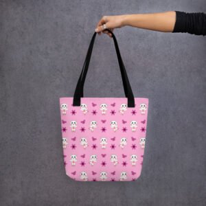 Dihtti Dancing Pattern | Hand-Made, All-Over Print Premium Tote Bag (Light Pink)