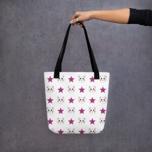 Dihtti & Star Pattern | Hand-Made, All-Over Print Premium Tote Bag (White)