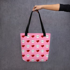 Dihtti & Heart Pattern | Hand-Made, All-Over Print Premium Tote Bag (Pink)