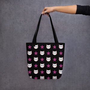 Dihtti & Star Pattern | Hand-Made, All-Over Print Premium Tote Bag (Black)
