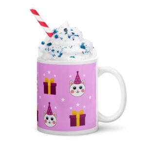 Dihtti & Gift Pattern (Light Purple) | White Glossy Mug, 11 Oz